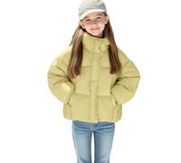 duxyoz Yellow Girls' Winter Coats Kids Thicken Padded Hooded Puffer Jacket Children Windproof Warm Casual Outdoor Ski Jacket Lightweight Thermal Soft Full Zip Outwear Overcoat 7-8 Years