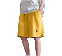 duxyoz Yellow Kids Cargo Shorts Boys Summer Quick Dry Hiking Shorts Plain Casual Sport Pants Wide Leg Baggy Sweatpants Ripstop Basic Lightweight Athletic Joggers with Pockets UK 14-15 Years