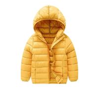 duxyoz Yellow Kids Lightweight Down Jacket Boys Girls Winter Coats Hooded Lightweight Packable Padded Puffer Jacket Bubble Puffer Quilted Coat Teens Windbreaker Outwear With Pockets 3-4 Years