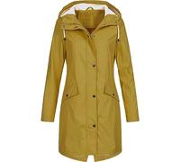 duxyoz Yellow Ladies Functional Jacket Breathable Raincoat Active Hooded Long Coats For Cycling Hiking Outdoor Long Raincoats With Hood,Waterproof Coat Softshell Hooded Fall Winter Jackets M