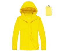 duxyoz Yellow Raincoat Women Men Waterproof Jacket Lightweight Packable Rain Jacket Ultrathin Hooded Windbreaker Sun Protection Windproof Foldable Quick Dry Outdoor Summer Jackets With Storage Bag M