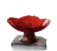 DUY Pedestal Fruit Bowl, Snack Storage Decor for Tabletop, Plastic, Clear Grey Gold Red Cream (13.5 * 26cm,red-A)