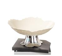 DUY Pedestal Fruit Bowl, Snack Storage Decor for Tabletop, Plastic, Clear Grey Gold Red Cream (13.5 * 26cm,White-B)