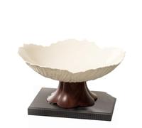 DUY Pedestal Fruit Bowl, Snack Storage Decor for Tabletop, Plastic, Clear Grey Gold Red Cream (13.5 * 26cm,White-A)