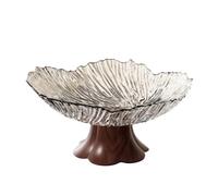 DUY Pedestal Fruit Bowl, Snack Storage Decor for Tabletop, Plastic, Clear Grey Gold Red Cream (13.5 * 26cm,Translucent White-A)