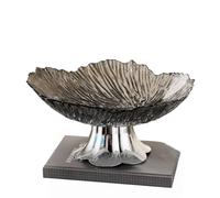DUY Pedestal Fruit Bowl, Snack Storage Decor for Tabletop, Plastic, Clear Grey Gold Red Cream (13.5 * 26cm,Grey-B)