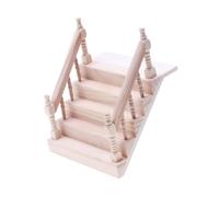 Duyeuau Elegant Small Sturdy Wood Staircase Model With Handrail Accessory For 1 12 Scale Dollhouses Daily Use Decoration
