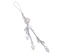 Duyeuau Fashionable Jellyfish Fringe Phone Charm Pendant Fringe Pendant Keyring Eye Catching Ornament