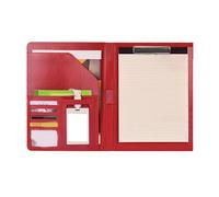 Duyeuau Leather Conference Folder with Writing Pad Leather Clipboard Folder with Card Pocket Pen Slot for Meeting