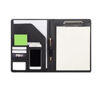 Duyeuau Leather Conference Folder with Writing Pad Leather Clipboard Folder with Card Pocket Pen Slot for Meeting