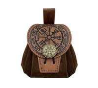 Duyeuau Medieval Embossed Belt Bag PU Leather Cube Bag Side Pack Cosplay Waist Bag Change Purse Small Bag Old Styles Waist