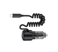 Duyeuau Type-C Car Charging 65W Car Charging Adapter With 45W Type-C Coiled Cable For 16 15 Phone Car Truck SUV Charging Adapter