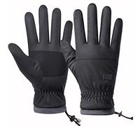 DUYHBAWRS Winter Warm Ski Gloves Touch Screen for Men Plus Velvet Warm Outdoor Anti-Slip Sports Riding Gloves Windproof Leather Gloves (Gray,Black)