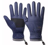 DUYHBAWRS Winter Warm Ski Gloves Touch Screen for Men Plus Velvet Warm Outdoor Anti-Slip Sports Riding Gloves Windproof Leather Gloves(C)