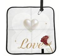 DUYIOKH Pearl Heart & Rose Print Foldable Portable Seat Cushion for World Cup Games, Camping and Outdoor Activities