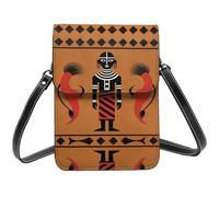 DUYIOKH Tribal Figure & Beasts Print Phone Purse, Adjustable Detachable Strap Cell Phone Pouch Bag for Casual Daily Travel