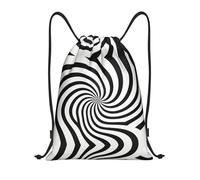 DUYKIMQW Black and White Dizzy Lines Print Lightweight Drawstring Pocket, Encrypted Polyester Fiber Fitness Unisex Backpack
