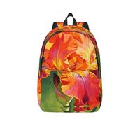 DUYKIMQW Blazing Orange Iris Print Canvas Backpack Rucksack Multi-Pocket