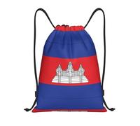 DUYKIMQW Cambodia Flag Print Lightweight Drawstring Pocket, Encrypted Polyester Fiber Fitness Unisex Backpack