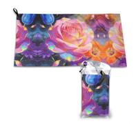 DUYKIMQW Cosmic Glow Rose Print Quick Dry Towel 16x31.5in White