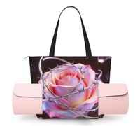DUYKIMQW Cyber Thorned Rose Print Yoga Tote Bag with Mat Holder for Women