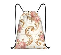 DUYKIMQW Golden Scroll Print Lightweight Drawstring Pocket, Encrypted Polyester Fiber Fitness Unisex Backpack
