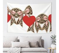 DUYKIMQW Leopard Bow & Red Heart Print Wall Tapestry - Floral Wall Hanging Blanket Interior Decoration of Bedroom and Living Room