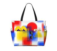 DUYKIMQW Mixed color graphics Print Large Capacity Beach Travel Bag with Zipper for Swim Pool Gym Camping Grocery