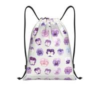 DUYKIMQW Pansy Floral Mix Print Lightweight Drawstring Pocket, Encrypted Polyester Fiber Fitness Unisex Backpack