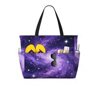 DUYKIMQW Purple Starry Sky Print Large Capacity Beach Travel Bag with Zipper for Swim Pool Gym Camping Grocery