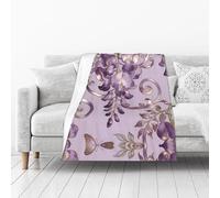 DUYKIMQW Purple Vine Print Thick Flannel Blanket, Soft and Warm Fluffy Fuzzy Throw Blanket for Couch and Bed