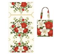 DUYKIMQW Red Rose Print Oversized Quick Dry Beach Towel, 160x80cm