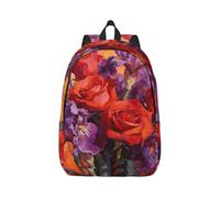 DUYKIMQW Roses Irises Glow Print Canvas Backpack Rucksack Multi-Pocket