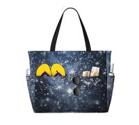 DUYKIMQW Scattered Snowflakes Print Large Capacity Beach Travel Bag with Zipper for Swim Pool Gym Camping Grocery