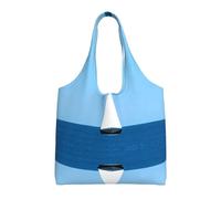 DUYKIMQW Sea sailboat Print Stylish Canvas Tote Bag for Women Large Reusable Grocery Bags for Work and Daily Use