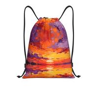 DUYKIMQW Sunset Oil Painting Print Lightweight Drawstring Pocket, Encrypted Polyester Fiber Fitness Unisex Backpack