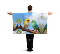 DUYKIMQW Two little birds Print Flag Cape with Sleeves - Patriotic Flag Costume Cape Cloak Portable Poncho Outfit for Men Women Sports Game Festival Party Cosplay Wear