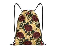 DUYKIMQW Vintage Red Rose Print Lightweight Drawstring Pocket, Encrypted Polyester Fiber Fitness Unisex Backpack
