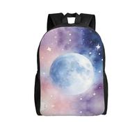DUYKIMQW Watercolor Moon Print Stylish Travel Backpack, Cute Laptop Backpack with Full-Front Printed Design