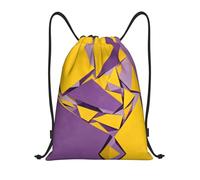 DUYKIMQW Yellow Purple Mixed Print Lightweight Drawstring Pocket, Encrypted Polyester Fiber Fitness Unisex Backpack