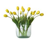 DUYONE 15pcs Artificial Tulips Flowers, Real Touch Latex Bouquet, Fake Tulips for Office Wedding Party Home Kitchen Garden Decoration-B Yellow