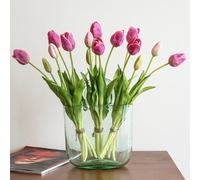 DUYONE 15pcs Artificial Tulips Flowers, Real Touch Latex Bouquet, Fake Tulips for Office Wedding Party Home Kitchen Garden Decoration