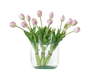 DUYONE 15pcs Artificial Tulips Flowers,Real Touch Latex Bouquet,Fake Tulips for Office Wedding Party Home Kitchen Garden Decoration-B Peach Pink