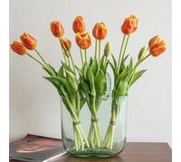 DUYONE 15pcs Artificial Tulips Flowers,Soft Touch Latex Bouquet, Fake Tulips for Office Wedding Party Home Kitchen Garden Decoration