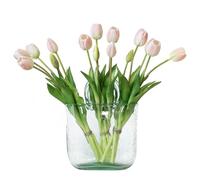 DUYONE 15Pcs Artificial Tulips Flowers, Soft Touch Realistic Latex Tulips Bouquet for Home Office Wedding Party Garden Decor, Fake Flowers for Dining Table Living Room Spring-B Powder Pink