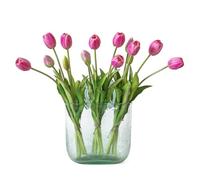 DUYONE 15pcs Artificial Tulips Soft Feel. Realistic Latex Tulips Bouquet for Home Office Wedding Party Garden Decor Fake Flowers for Table Decoration, Dining Table, Living Room, Spring-B