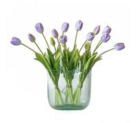 DUYONE 15pcs Artificial Tulips Soft Feel. Realistic Latex Tulips Bouquet, for Home Office Wedding Party, Garden Decor, Fake Flowers for Table Decor, Dining Table, Living Room, Spring-B, Lavender
