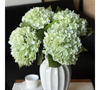 DUYONE 22" Real Soft Touch Hydrangea Artificial Flowers Realistic,Large Long Stem Fake Flowers Full Latex Faux,Wedding Bouquet,Party Home Decor,Garden Office Room Table Centerpieces Light Green 4pcs