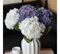 DUYONE 4Pcs 22'' Lifelike Artificial Hydrangea,2 White & 2 Light Purple Large Real Touch Flowers Artificial Flowers Dry Flowers Outdoor Wedding Christmas Office Family Party Living Room Table Deco