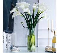 DUYONE 5 Pcs Large Artificial Calla Lily Flowers 25.6'' Long Stem Real Touch Latex Bouquet for Wedding Bridal Bouquet Room Office Party Home Decor Floral Arrangements(White 5pcs)